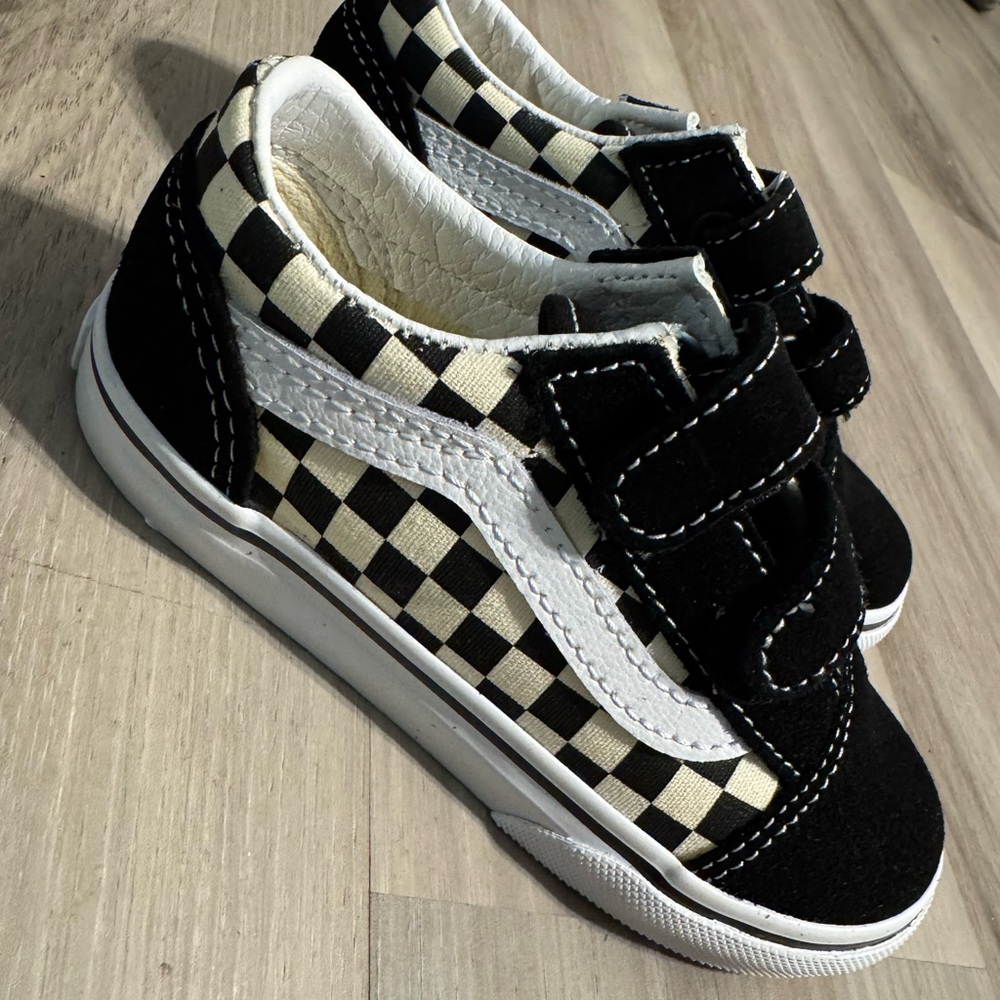 Kids Black and White Checkered Sneakers